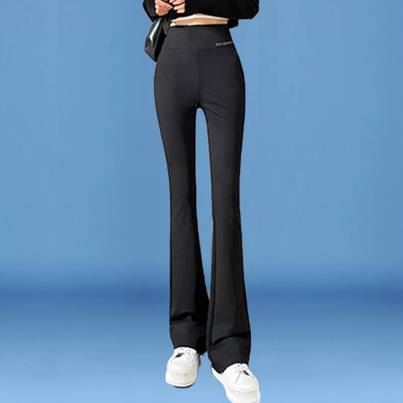 NiDELL Suit Micro-Pull Horseshoe Pants Women's Spring and Autumn . New High Waist Slimming All-Matching Wide-Leg Pants Leisure Horn Pants