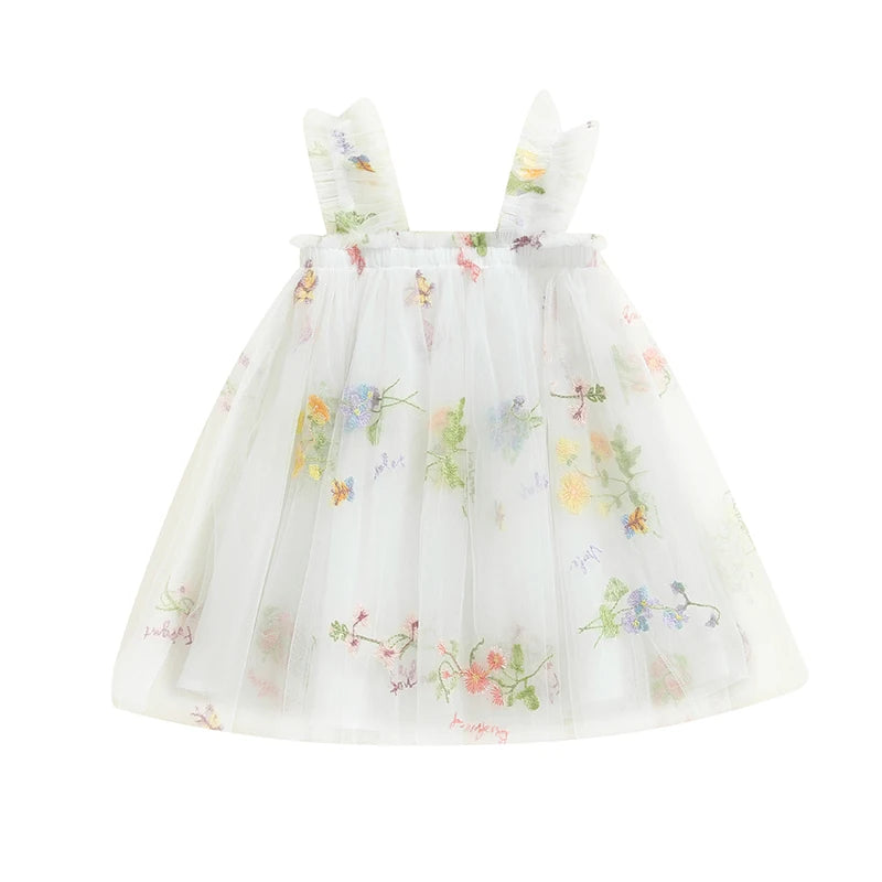 Embroidered Floral Tulle Princess Dress