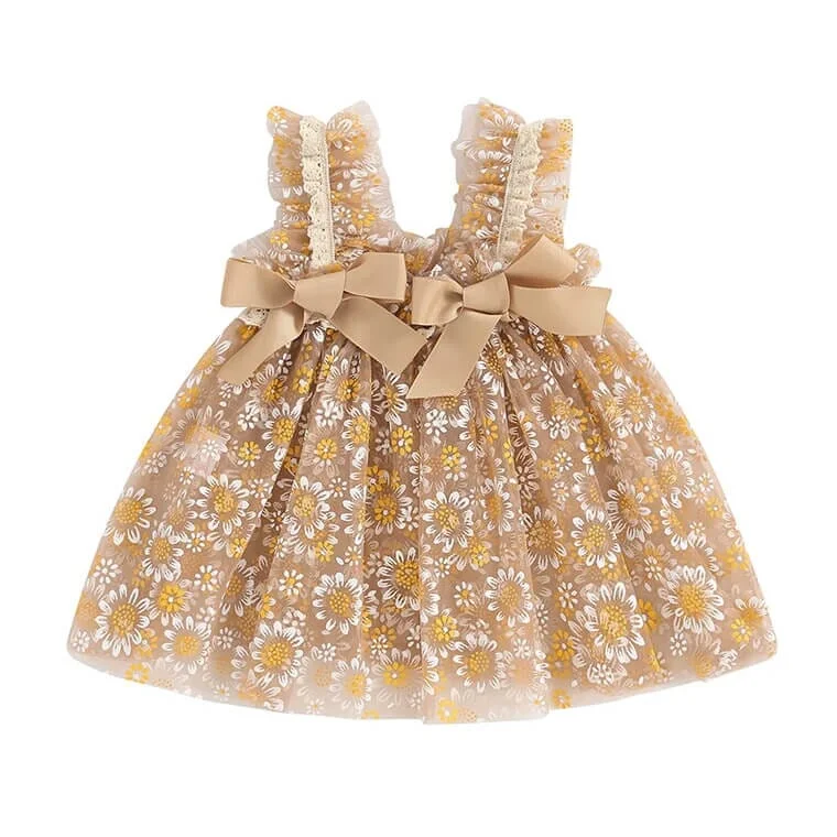 Floral Lace Bows Toddler Dress