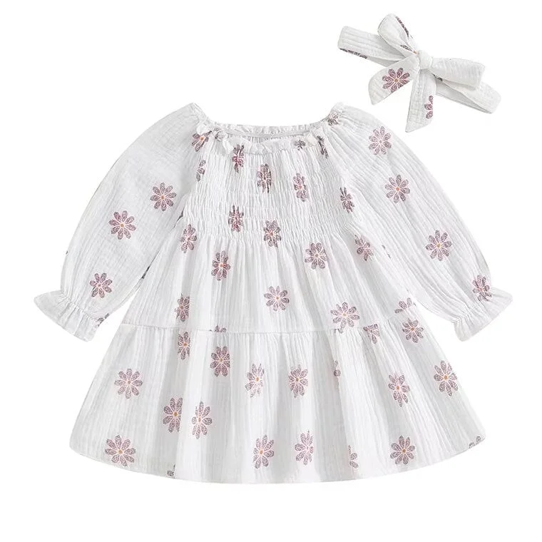 Long Sleeve Floral Toddler Dress