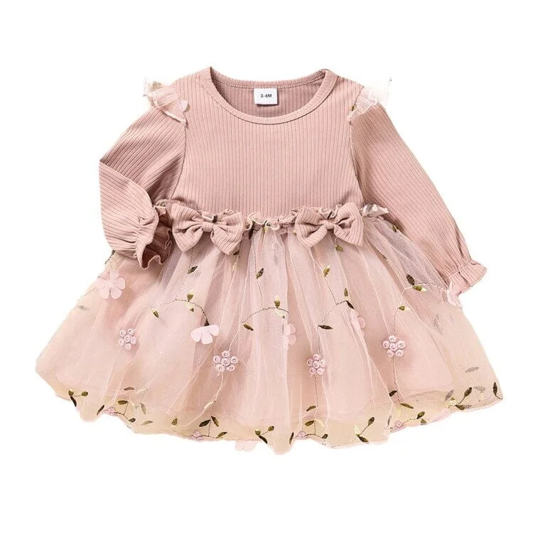 Pink Floral Tulle Baby Dress